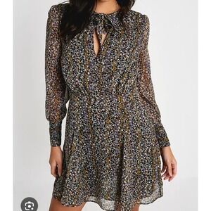 S#52 The‎ East Order Floral Print Long Sleeve Tie Back Mini Dress Size S